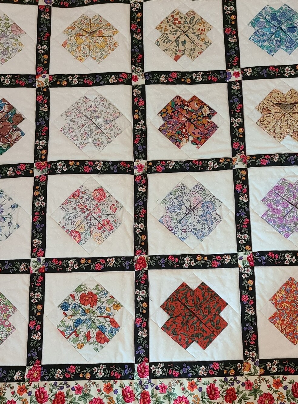 Floral Patchwork Quilted Panel - Multi Floral on White